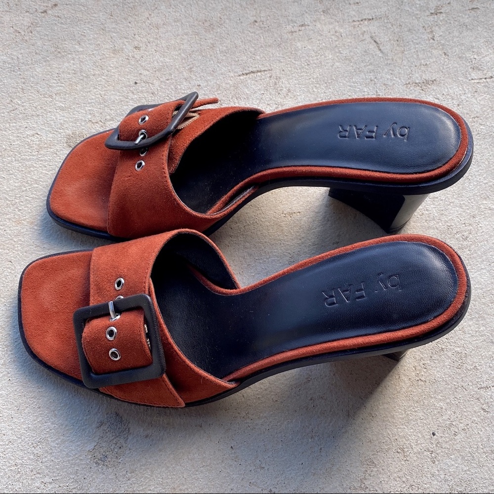 By Far Silvia brown suede sliders sandals 37